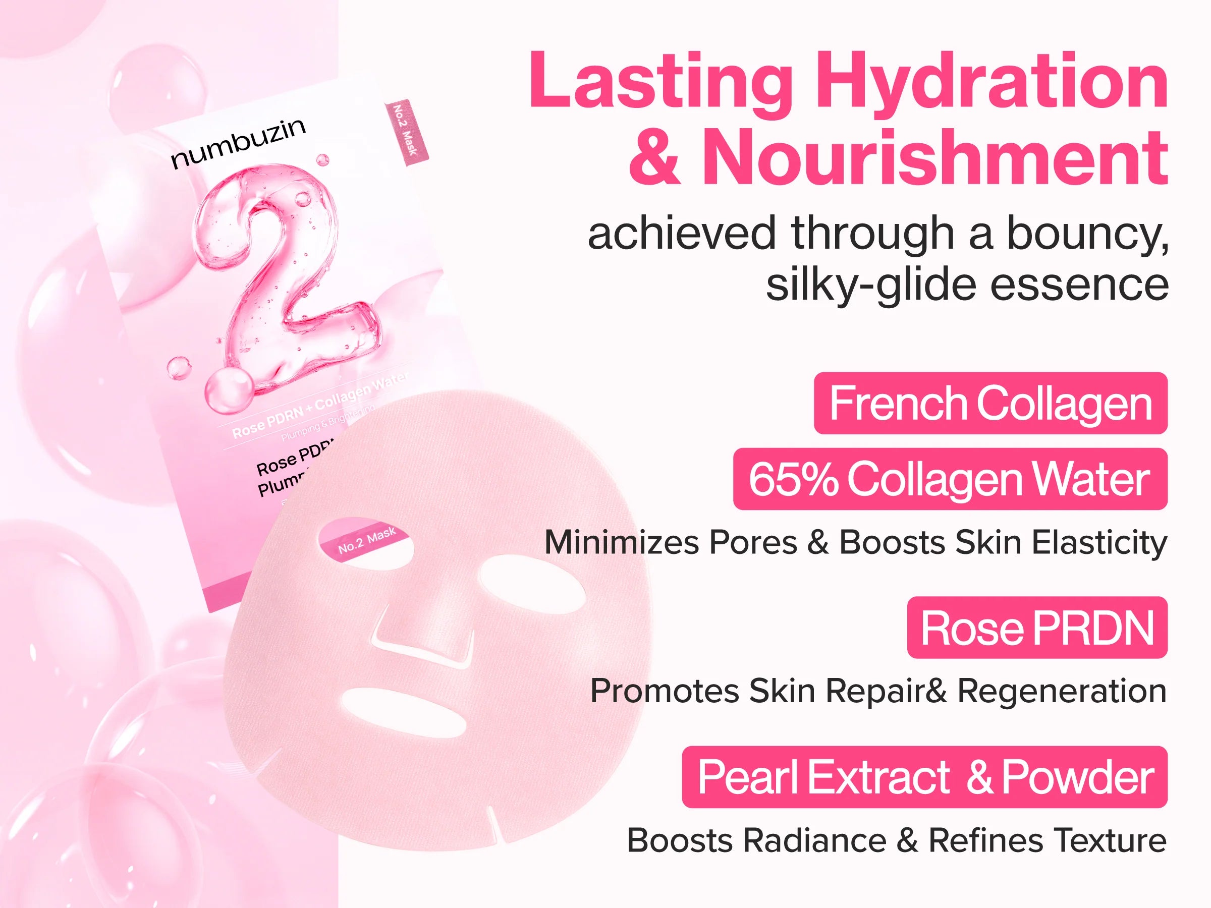 No.2 Rose PDRN Collagen Plumping Sheet Mask